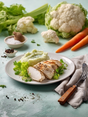 Куриная грудка с пюре из цветной капусты