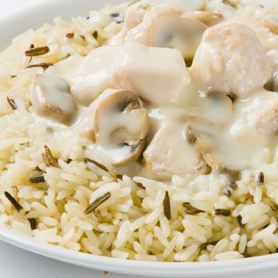 ужин Курица в сливочном соусе с грибами и рисом босто. Базовое меню Диеты Малышевой