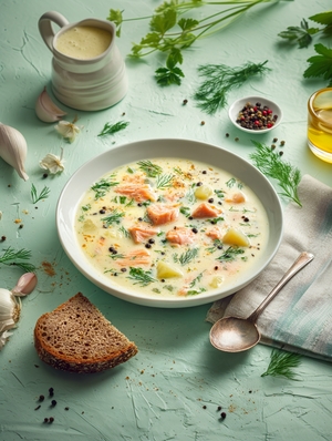 Норвежский суп с лососем