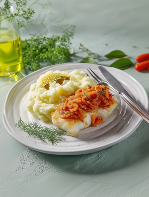 Рыба белая под маринадом с картофельным пюре готовое блюдо Это Норма